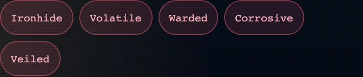 The generation variants attached to the enemies