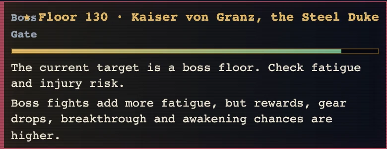 The boss gate at the top of the scouting screen