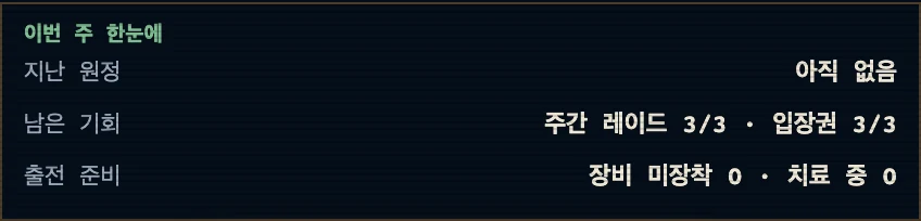 거점 첫 화면의 「이번 주 한눈에」